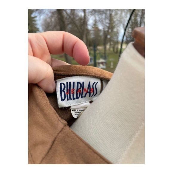 Bill Blass Vintage 90s Faux Suede Western Shirt Lace Up Neckline Long Sleeve S - Picture 5 of 10